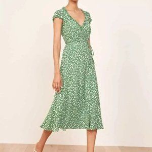 Reformation Green Floral Gwenyth Dress XS